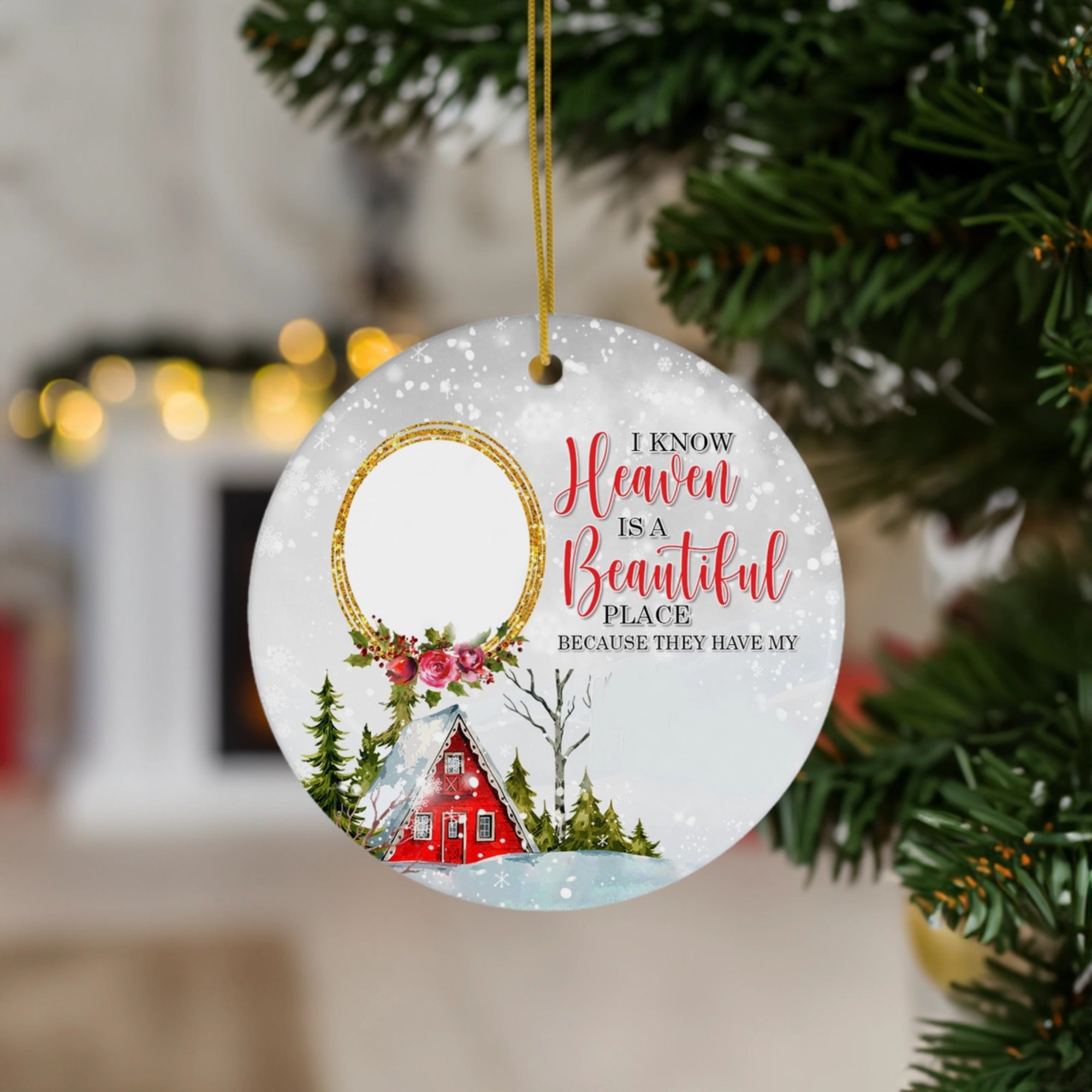 Heaven is a Beautiful Place' | Personalized Christmas Keepsake | Ceramic Ornament